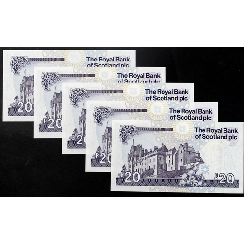 432 - Scotland, Royal Bank of Scotland 20 Pounds (5) dated 30th November 2010, a consecutively numbered ru... 