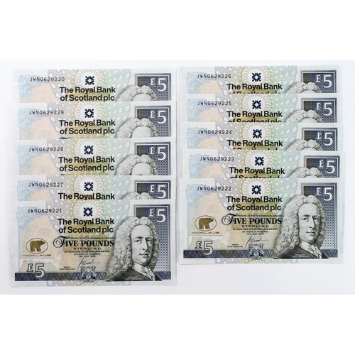 435 - Scotland, Royal Bank of Scotland 5 Pounds (10), Jack Nicklaus Commemorative issue dated 14th July 20... 