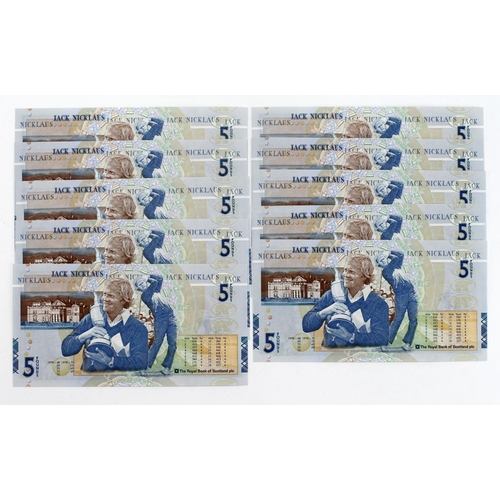 436 - Scotland, Royal Bank of Scotland 5 Pounds (10), Jack Nicklaus Commemorative issue dated 14th July 20... 