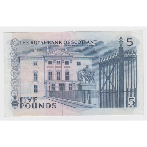 441 - Scotland, Royal Bank of Scotland 5 Pounds dated 1st November 1966, FIRST RUN 'J/1' prefix, signed Ro... 