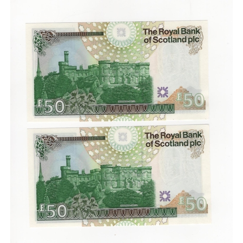 444 - Scotland, Royal Bank of Scotland 50 Pounds (2), dated 14th September 2005, a consecutively numbered ... 