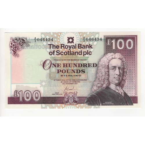 447 - Scotland, Royal Bank of Scotland plc 100 Pounds dated 20th December 2007, signed Fred Goodwin, seria... 