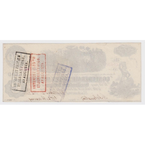 513 - Confederate States of America 100 Dollars dated 2nd October 1862, rarer early date, serial No. 56631... 