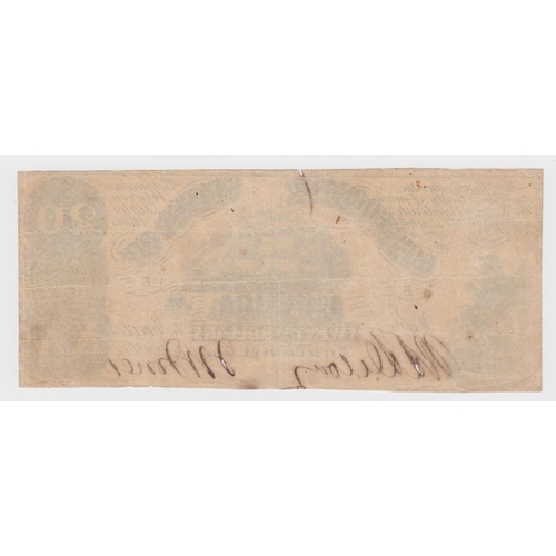 514 - Confederate States of America 20 Dollars dated 2nd September 1861, printer Hoyer & Ludwig (Pick31a) ... 