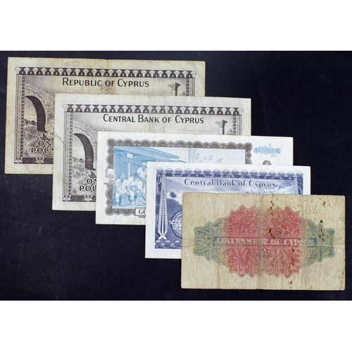 519 - Cyprus (4) and Tonga (1), 5 Shillings dated 1st February 1952, portrait King George VI top centre, s... 