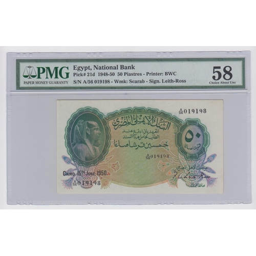 533 - Egypt 50 Piastres dated 15th June 1950, signed Frederick Leith-Ross, serial A/56 019198 (TBB B120d, ... 