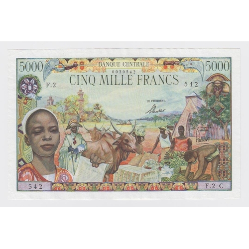 535 - Equatorial African States 5000 Francs issued 1963, code letter C, serial F.2 542 (TBB B204c, Pick6c)... 