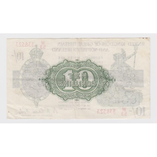 73 - Warren Fisher 10 Shillings (T33, Pick360) issued 1927, LAST SERIES, serial W/53 338523, Great Britai... 