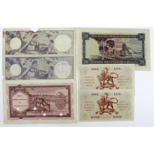 857 - World, Africa (6) comprising Algeria 100 Francs (2) dated 1928, Congo Democratic Republic 1000 Franc... 