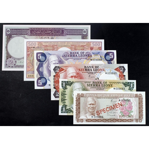 858 - World, Africa (6) comprising Sierra Leone (4), a set of Franklin Mint collectors SPECIMEN notes with... 