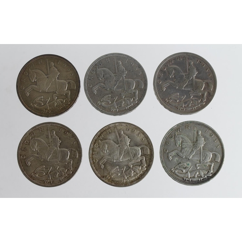 1113 - GB Crowns (6) George V Jubilee 1935, F to AU