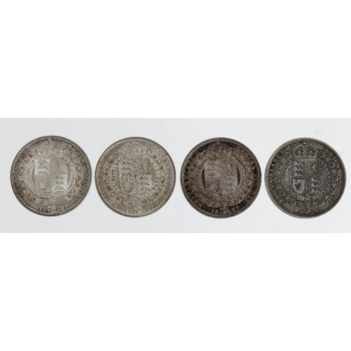 1156 - GB Halfcrowns (4) 1887 Jubilee, VF-EF