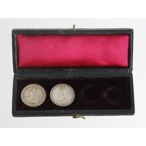 1159 - GB Maundy Oddments: 4d 1891 aEF, and 4d 1899 nEF, plus an original Royal Mint dated case for an 1891... 