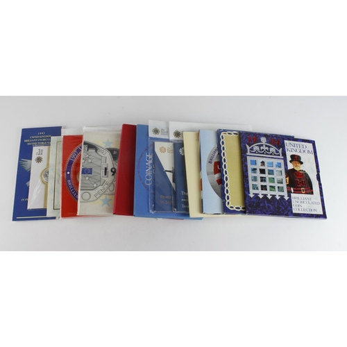 1163 - GB Mint Sets (7) including 1992 (EU 50p), Presentation Packs (4), and Flat Pack Proof Sets (2) 1973 ... 