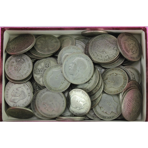 1170 - GB Pre 47 silver. Halfcrowns (33) & Florins (73) from circulation