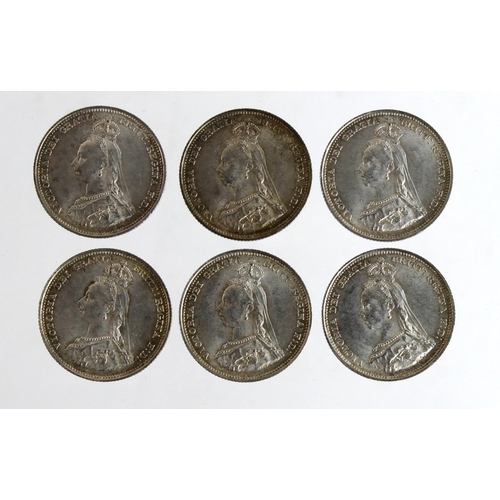 1191 - GB Shillings (6) All 1887 (JH) GVF - GEF