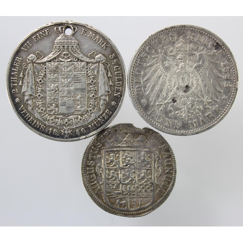 1235 - German States (3) silver: Brunswick - Wolfenbuttel silver 1/4 Thaler 1664 KM# 465, VF, ex-mount dama... 