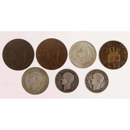 1243 - Greece (7) assortment of silver and bronze, 19th-20thC, mixed grade.