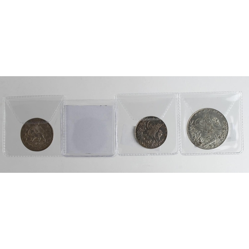 1262 - Islamic Silver Coins (4): Ottoman Egypt: 10 Qirsh AH1327/6 (1913) nEF; 5 Qirsh AH1327/6 (1913) nEF; ... 