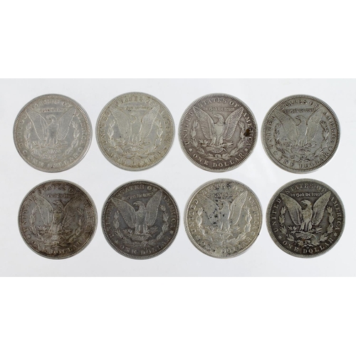 1306 - USA Morgan Silver Dollars (8) F-EF