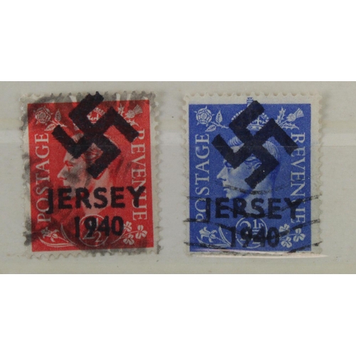 143 - Jersey WW2 German occupation, GB stamps with swastika and Jersey 1940 overprint. Bogus as the basic ... 