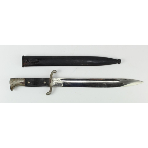 1558 - German Nazi Fire Service dress bayonet with scabbard, maker marked to blade