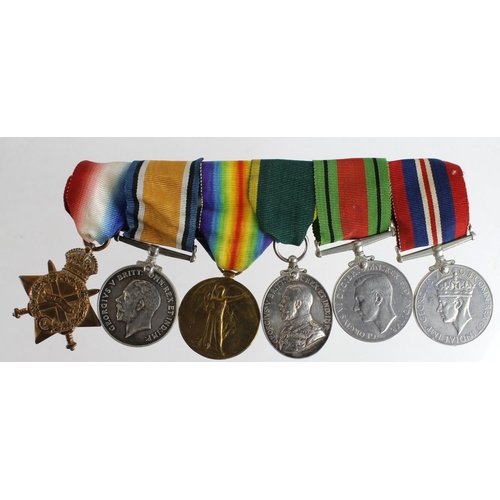 1660 - 1915 Star Trio (1025 Pte C F Rees 22-London R), GV Territorial Efficiency Medal (6756697 Pte C F Ree... 