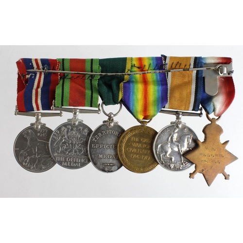 1660 - 1915 Star Trio (1025 Pte C F Rees 22-London R), GV Territorial Efficiency Medal (6756697 Pte C F Ree... 