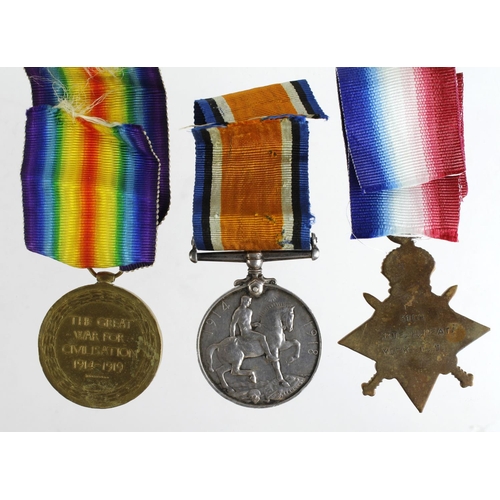 1677 - 1915 Star Trio to 3109 Pte H Peat Yorks L.I. Served with 7th Bn, later Rifle Brigade 13th Bn. (3)