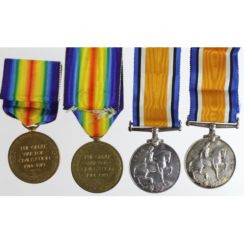 1701 - BWM & Victory Medal (5557 Pte H Tomlinson 20-London R) and another Pair (113414 Gnr H Tomlinson RA) ... 