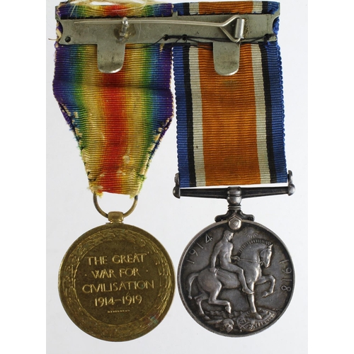 1724 - BWM & Victory Medal to 46161 Pte W Royston Leic R. Served with 8th Bn. (2)