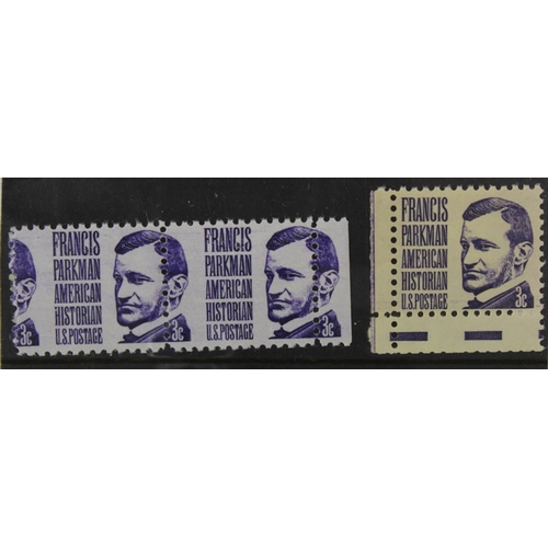 194 - USA misplaced perforation error horizontal shift 1965 Prominent Americans 3c stamp (Francis Packman)... 