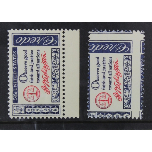 197 - USA misplaced perforation error two-way shift 1960 American Credo (Washington) 4c stamp, Scott 1139v... 