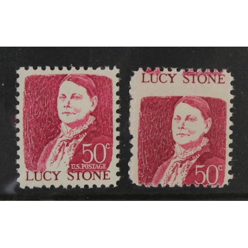 201 - USA misplaced perforation error vertical shift 1965 Prominent Americans (Lucy Stone) 50c stamp, Scot... 