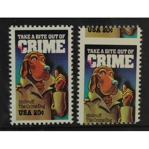 204 - USA misplaced perforation error vertical shift 1984 Crime Prevention 20c stamp, Scott 2102var SG.209... 