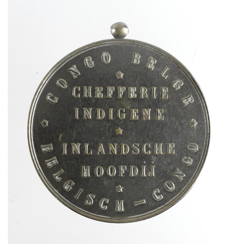 2266 - Belgian Congo Native Chief's Medal, silvered brass, d.70mm, these issued 1909 to c1958, this example... 