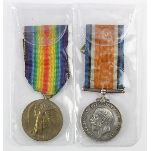 2324 - BWM & Victory Medal to 40337 P W Mansfield Suffolk R. Wounded. Served 3rd & 12th Bn's. (2)