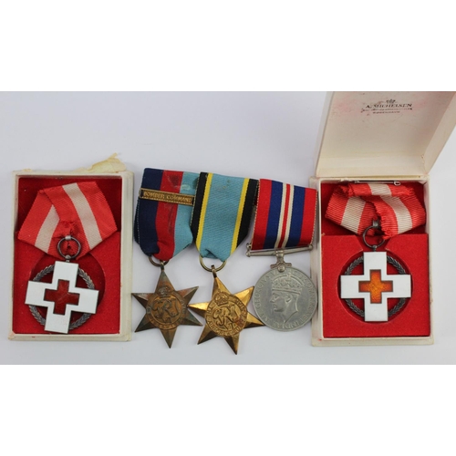 2372 - Danish Red Cross Medals - boxed. Medals white metal and enamel 'Dansk Rode Kors 1939-45'. With a 193... 