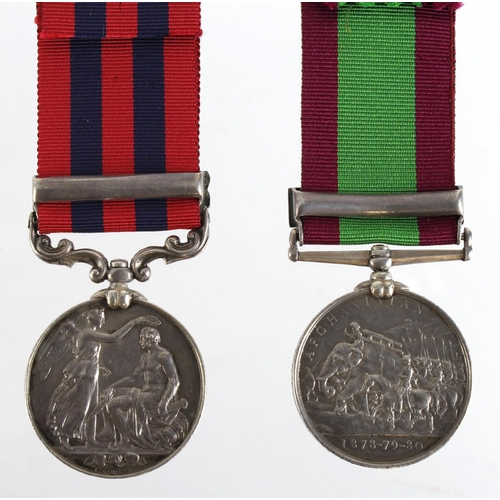 2411 - Group - IGS 1854 with Jowaki 1877-8 clasp impressed (30 Pte John Webster 2/9th Foot) with Afghanista... 