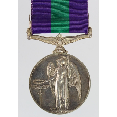 2421 - GSM GVI with Palestine 1945-48 clasp (19144581 Gnr C Grundill RA). Served with 52nd Obs Regt RA