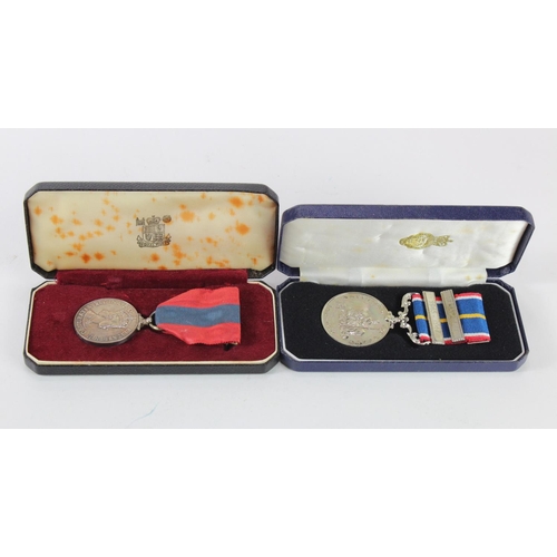 2445 - Imperial Service Medal QE2 (Albert Frank Taylor). National Service Medal with bars Royal Navy and 19... 