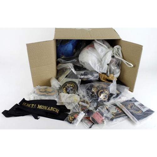 2478 - Maritime interest - box packed with mainly Yacht Club cloth / bullion badges, plus some enamelled pi... 