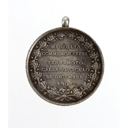 2493 - Messina Earthquake Commemorative Medal 1908, unnamed as issued (missing ribbon and ring)