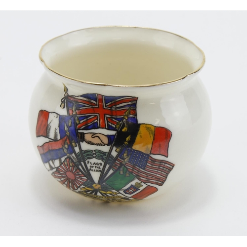 2499 - Military china crested pieces (3) comprising 2 Flags of the Allies - one of which is Goss + another ... 