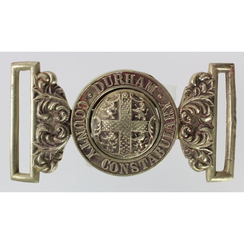 2558 - Police a Victorian Durham County Constabulary white metal belt buckle