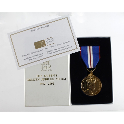 2572 - Queens Golden Jubilee Medal 1952 - 2002. In original named box of issue (24911173 Pte D J Pearce).