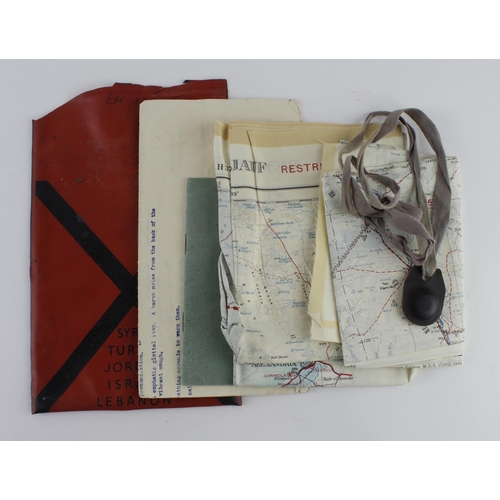 2581 - RAF post WW2 Air Crew Middle East survival pack opened includes translation books, three silk maps o... 