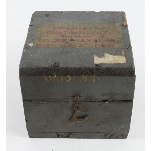 2587 - RAF WW2 aircraft tail drift compass in original wooden storage box.