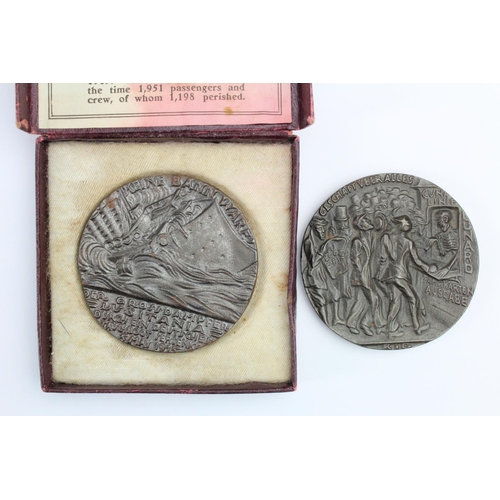 2607 - RMS Lusitania Medals, one in original box of issue. (2)