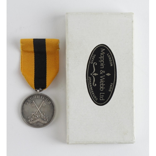 2632 - Securicor silver Long Service medal, has modern hallmarks which are difficult to read. Medal mounted... 